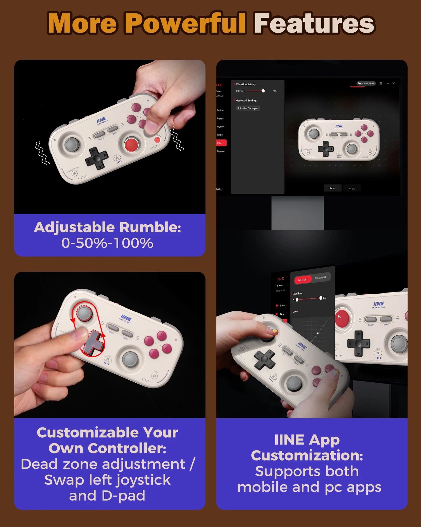IINE Pocket Retro Game Controller – 1000Hz Hall Effect Joysticks & Customizable Controls for Nintendo Switch 2