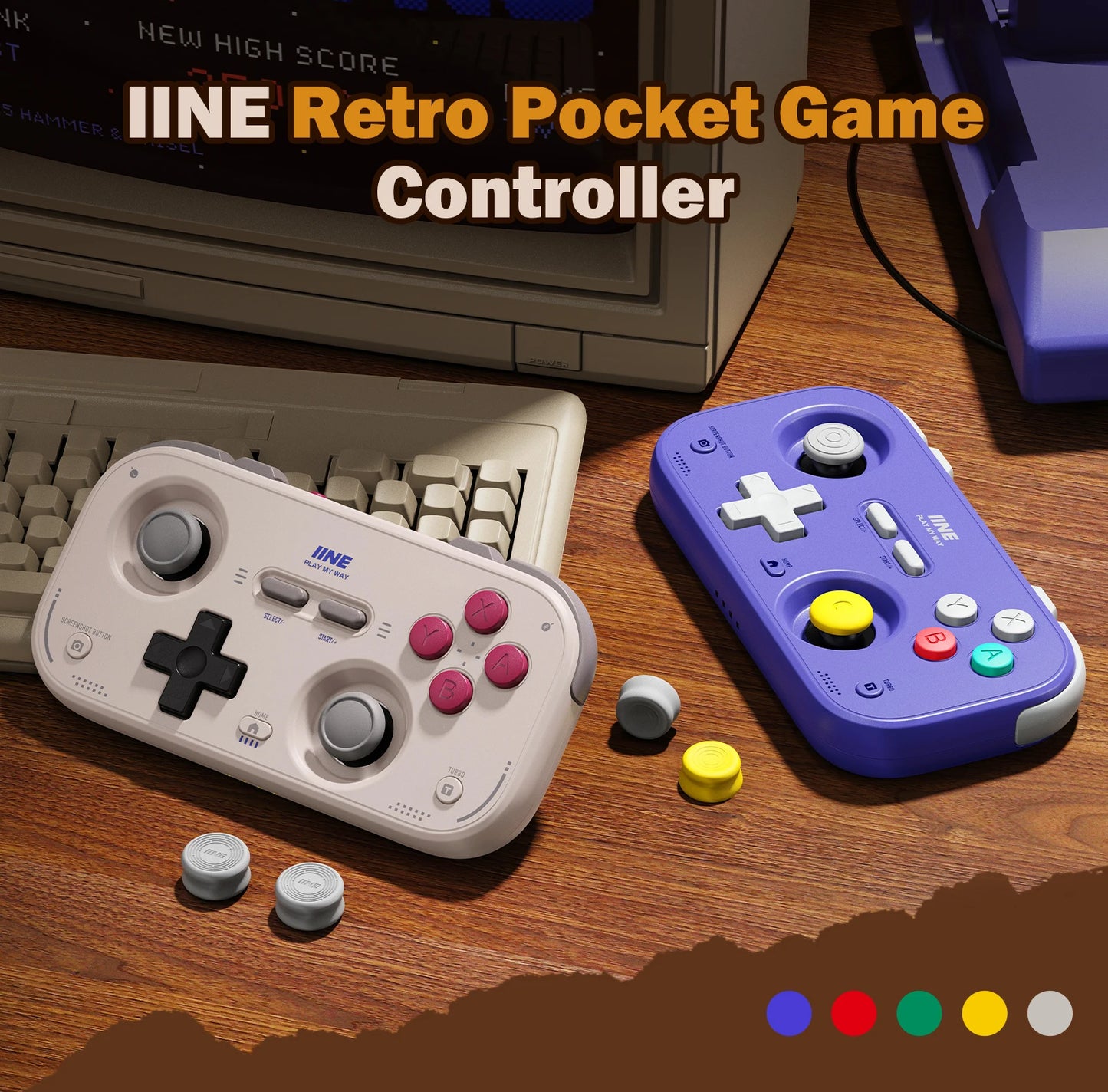 IINE Pocket Retro Game Controller – 1000Hz Hall Effect Joysticks & Customizable Controls for Nintendo Switch 2
