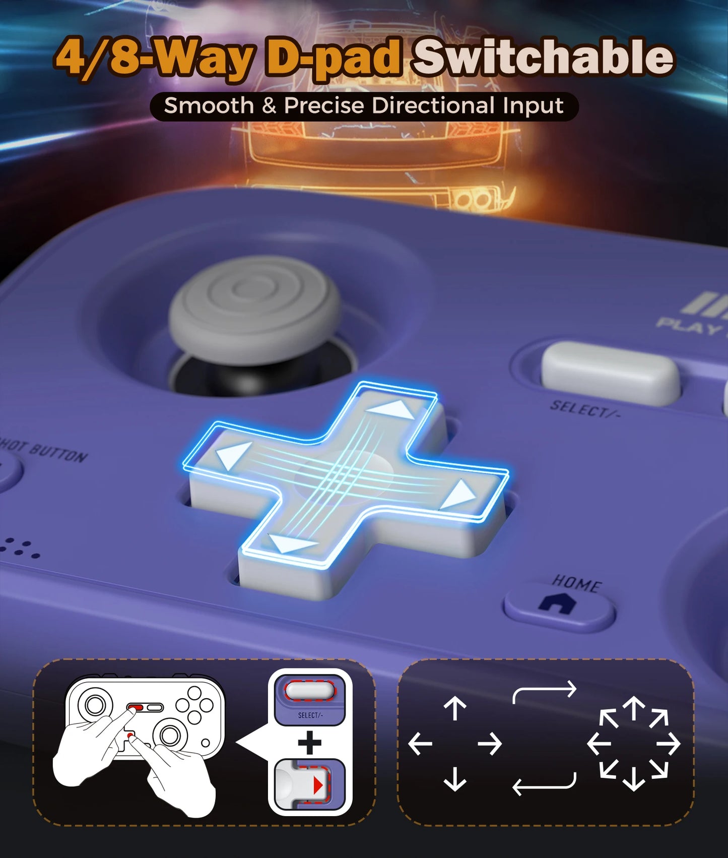 IINE Pocket Retro Game Controller – 1000Hz Hall Effect Joysticks & Customizable Controls for Nintendo Switch 2