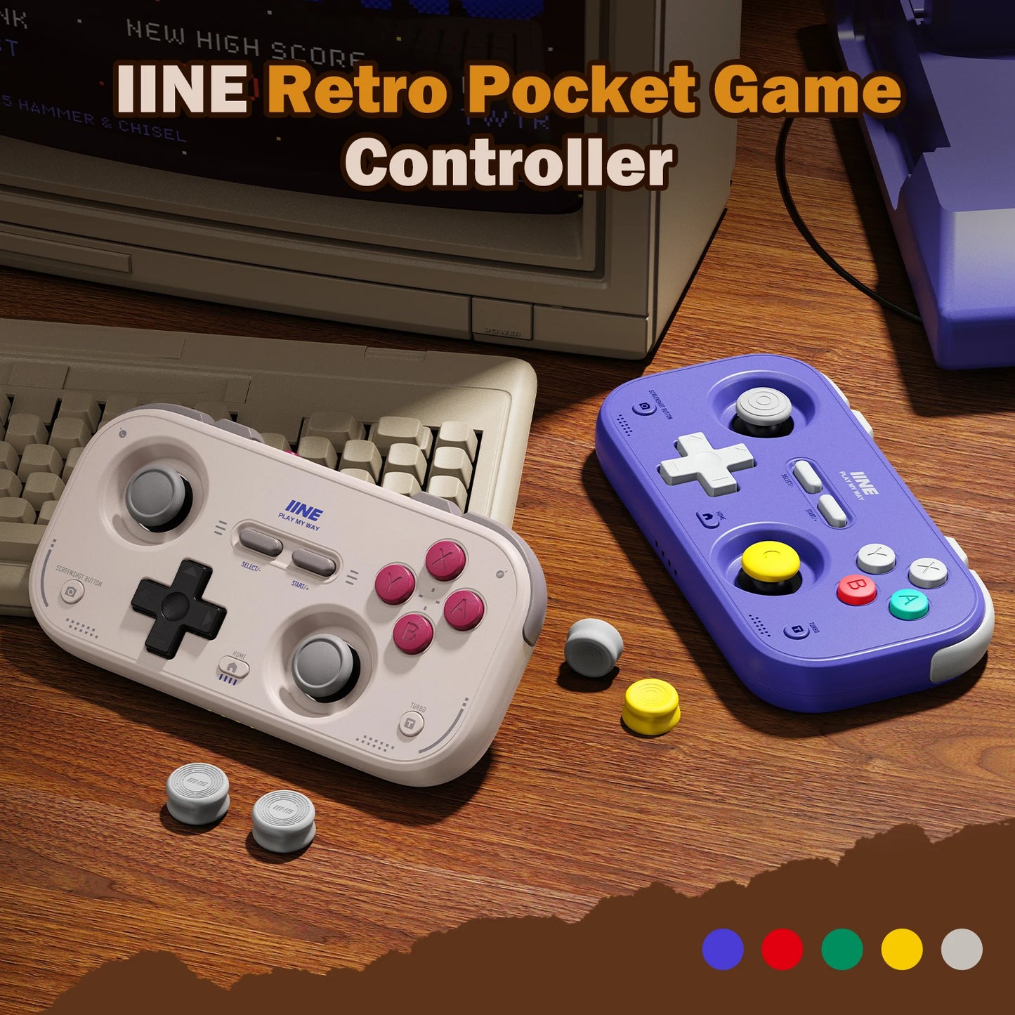 IINE Pocket Retro Game Controller – 1000Hz Hall Effect Joysticks & Customizable Controls for Nintendo Switch 2