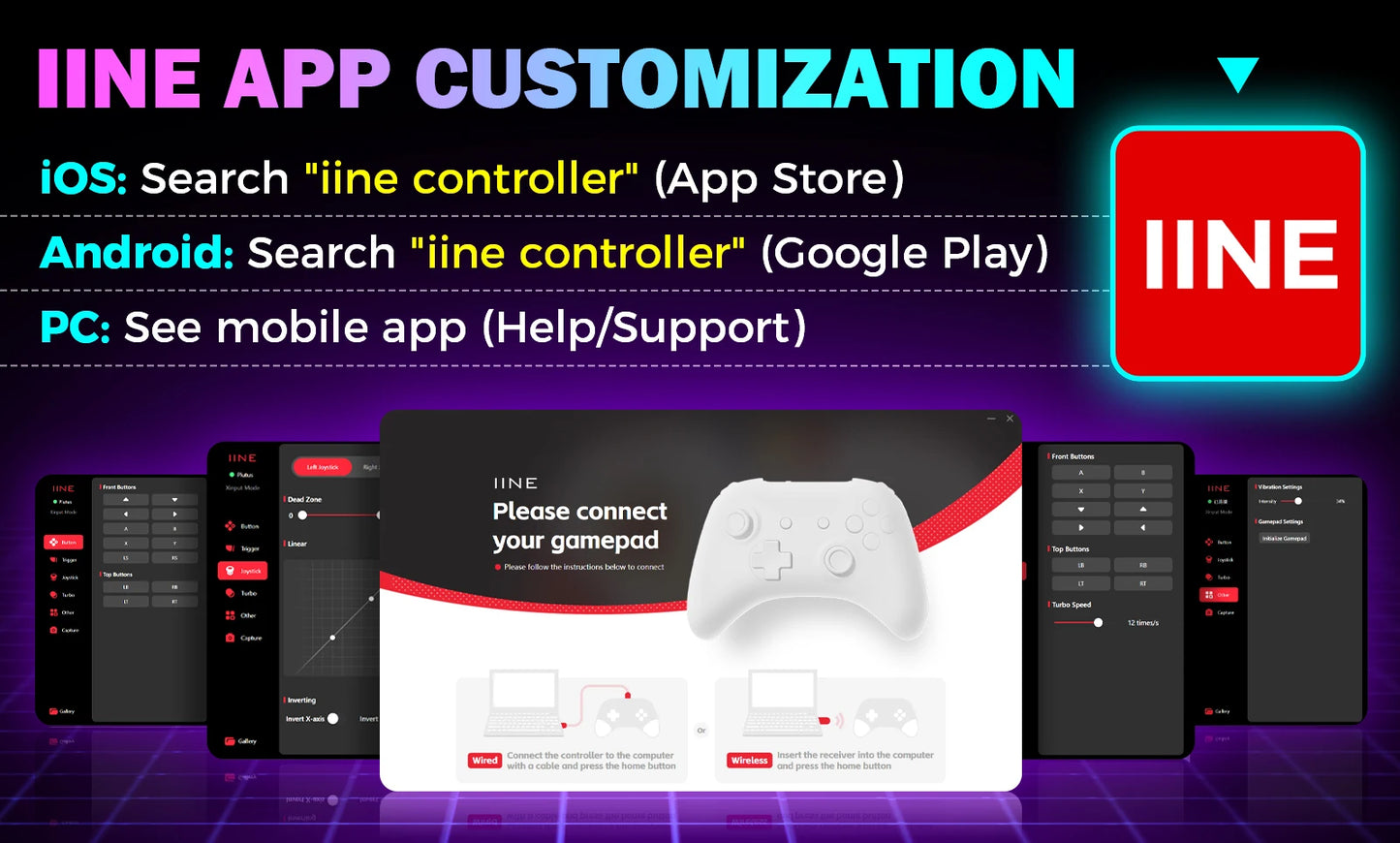 IINE Pocket Retro Game Controller – 1000Hz Hall Effect Joysticks & Customizable Controls for Nintendo Switch 2